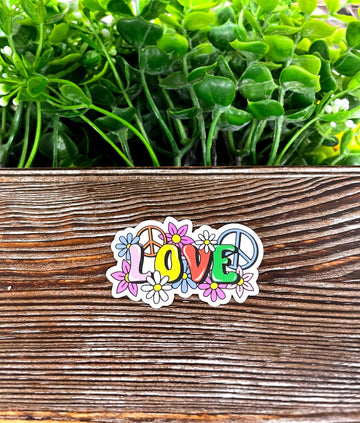 Love Sticker, Peace Signs Hippie, Die Cut Vinyl Sticker, Boho Fun,