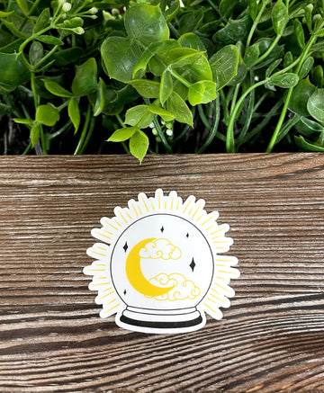 Crystal Ball w/ Moon and Clouds Sticker |Sticker or Magnet