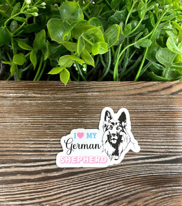 I Love my German Shepherd Sticker, Pet Breed |Sticker or Magnet