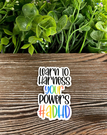 ADHD AF Sticker, Die Cut Vinyl Sticker, Boho Fun, Water Resistant,