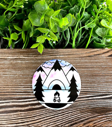 Purple Sunset Camping Sticker |Sticker or Magnet
