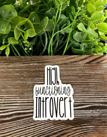 High Functioning Introvert, Die Cut Vinyl Sticker, Boho Fun, Water