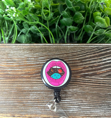 Cosmic Galaxy Mouth, Retractable Badge Reel, , Boho Fun, Sublimation