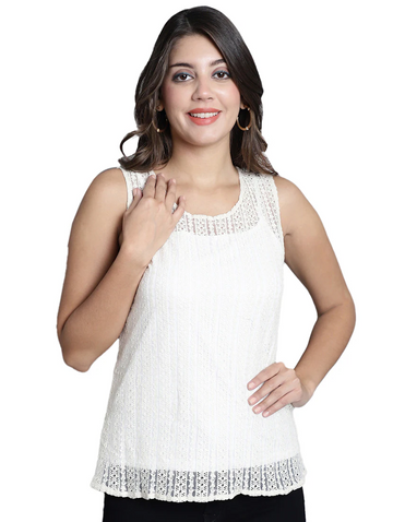 Women's Straight Round Neck Top(SizeS)(ColorWhite)