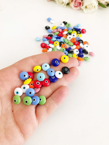 Rainbow Evil Eye Cabochons, Evil Eye Glass Cabs, DIY Jewelry Supplies