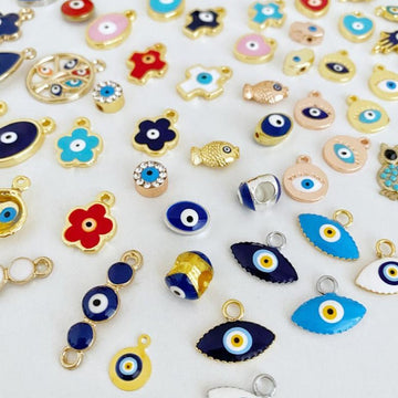 Evil Eye Charm, BULK enamel evil eye charm, 63 different styles