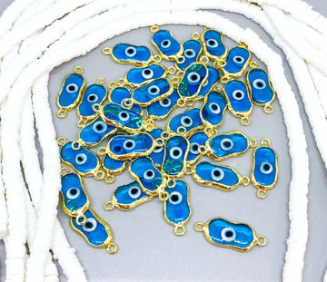 5 pcs Transparent Blue Evil Eye Bead Supplies, BULK Handmade Murano