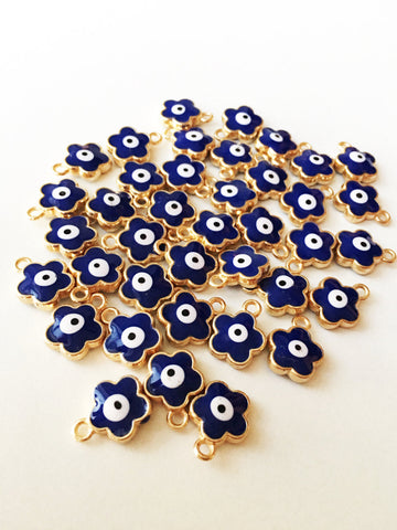 5 pcs Four leaf clover evil eye pendant, four leaf clover shaped beads