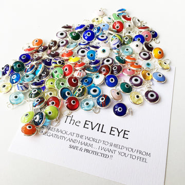 Evil eye glass charms, 25 pcs, Evil eye beads for connectors