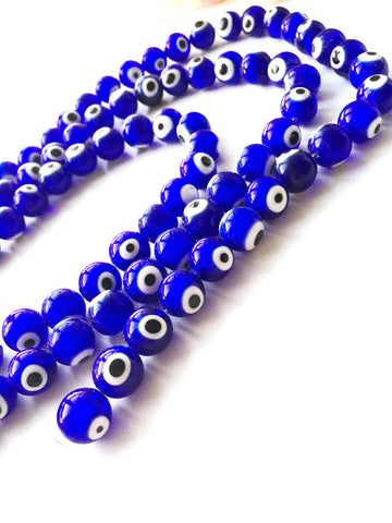 12mm Blue Glass Evil Eye Beads - 10mm Evil Eye Beads - 12mm glass