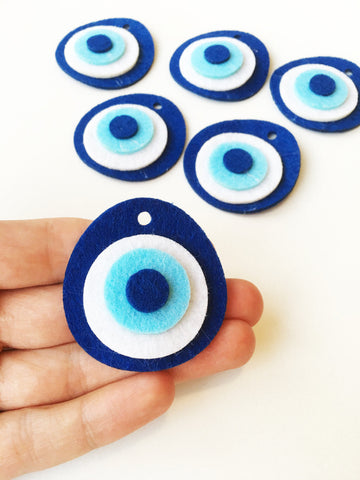 5 pcs felted evil eye beads 4cm, handmade felt evil eye bead, nazar