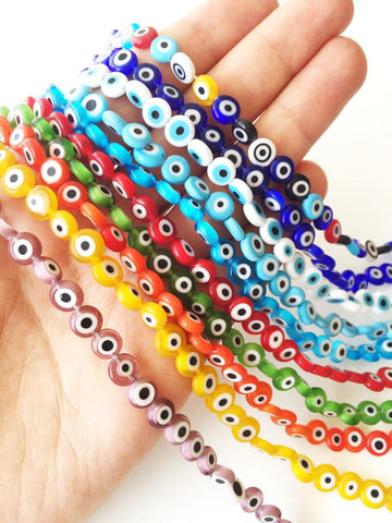 8mm evil eye beads, turkish evil eye, blue evil eye glass beads 40 Pcs