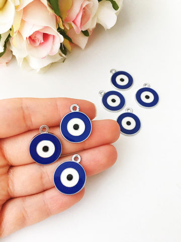 5 pcs evil eye charms, 20mm brass evil eye pendant, evil eye beads for