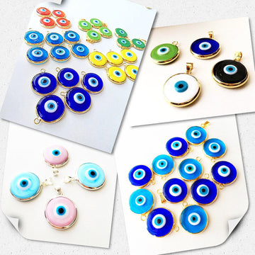 2pcs Evil eye beads, evil eye charm for necklace, glass evil eye