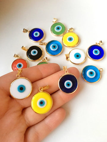 Evil eye beads 5 pcs, murano glass beads, evil eye charm for necklace,