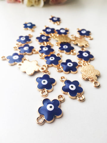 Four leaf clover evil eye charm 5 pcs | evil eye clover connector |