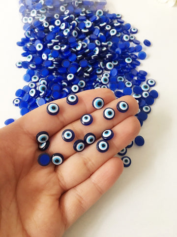 8mm evil eye cabochons, 20 pcs evil eye resin cabs, blue evil eye