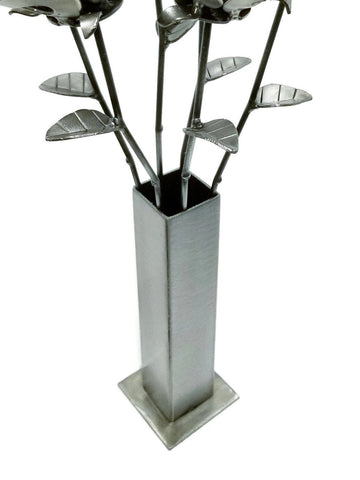 Metal Vase, Welded Bud Vase, Steampunk Vase, Welded Rose Vase for
