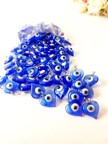 10 pcs Evil eye charm, unique wedding favors, blue evil eye beads,