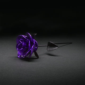 Purple and Black Immortal Rose, Recycled Metal Rose, Steel Rose