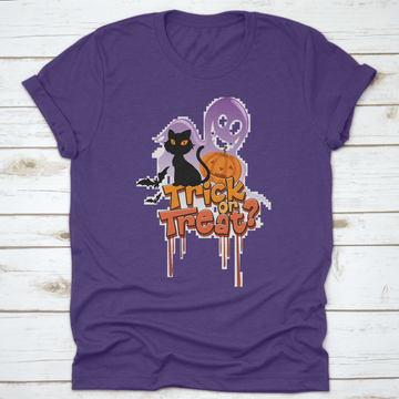 Trick Or Treat Word With Halloween Cat Logo Illustration