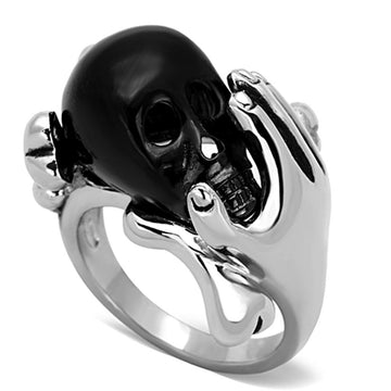 TK1206 - Two-Tone IP Black Stainless Steel Ring with Epoxy in Jet