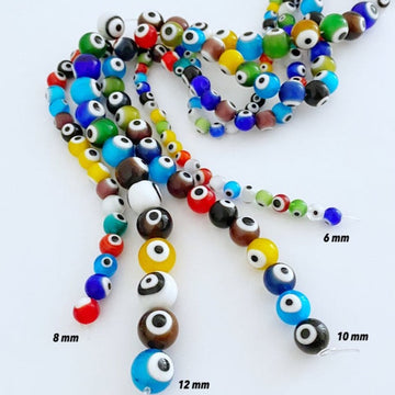 Assorted Evil Eye Beads, Round Evil Eye Beads, 6mm to 12mm, Lampwork