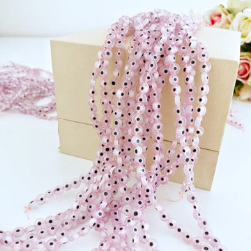 6mm pink evil eye beads, flat round evil eye beads, BULK strand beads