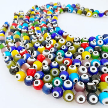 Evil Eye Beads, 10 mm Round Multicolor Evil Eye Beads, Lucky Evil Eye