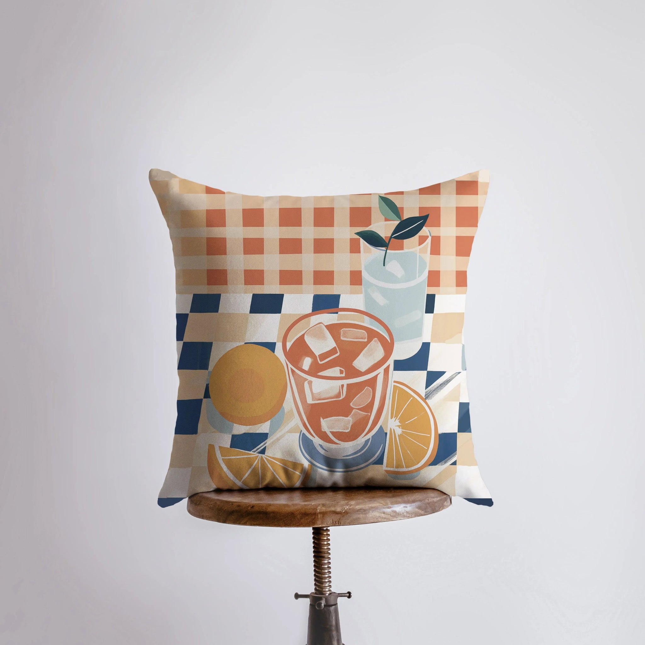 Checkered Abstract Still Life | Gouache Painting | Fuit | Citrus |
