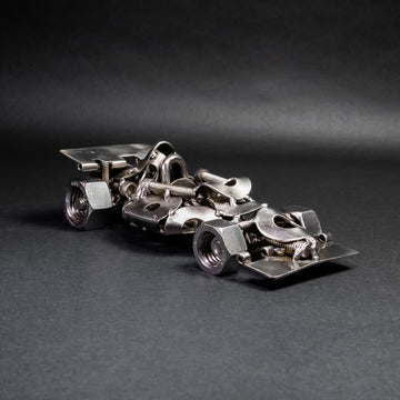 Scrap Metal Formula 1 Car, Steel Indy Car Figurine, Nuts and Bolts