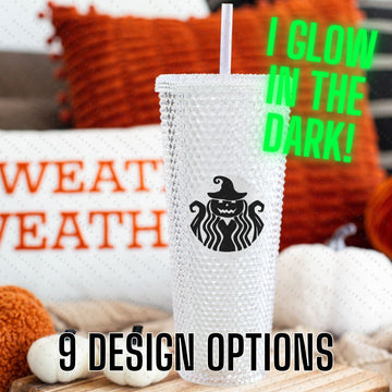 Halloween Spooky Studded Vinyl Monogram 24oz Double Walled Tumbler
