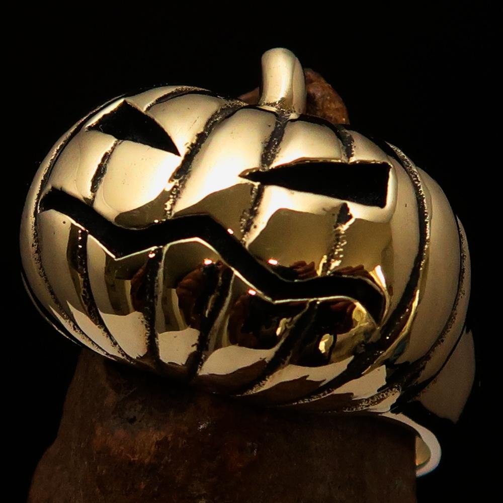 Excellent crafted Halloween Men's Pumpkin Ring - Solid Brass