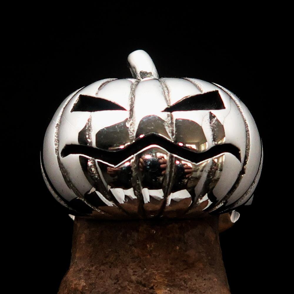 Excellent crafted Halloween Men's Sterling Silver Pumpkin Ring