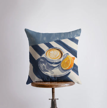 Morning Latte | Gouache Painting | Latte Picnic | Coffee | Food Pillow