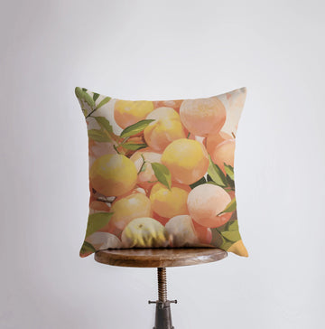 Peach Oranges | Gouache Painting | Food Pillow | Fruit | Citurs |