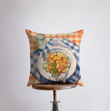 Scallops Picnic | Gouache Painting | Food Pillow | Seafood | Abstract