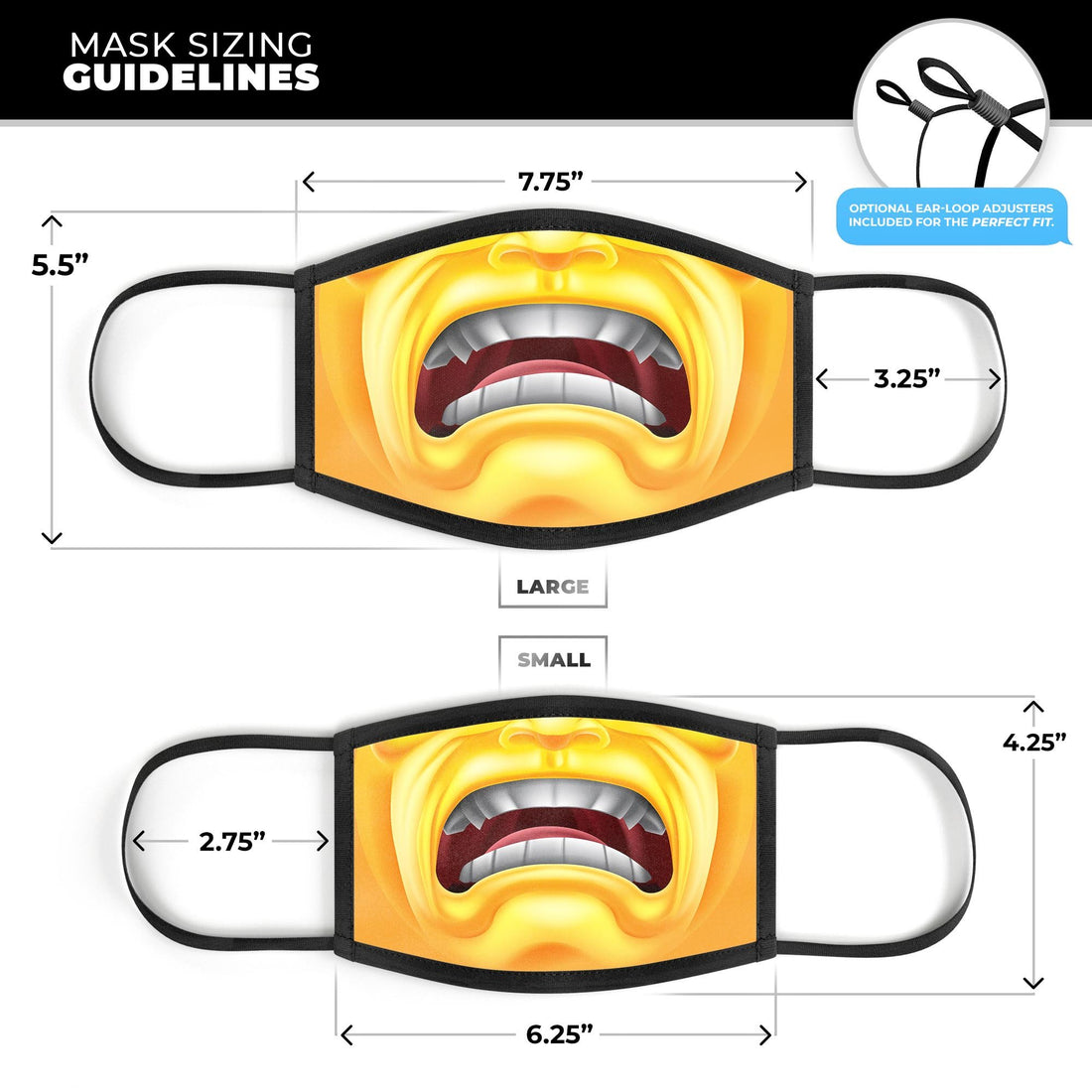 Screaming Emoji Ahhh! - Made in USA Mouth Cover Unisex Anti-Dust