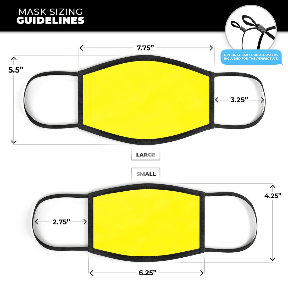 Solid Yellow - Made in USA Mouth Cover Unisex Anti-Dust Cotton Blend