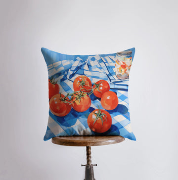 Tomato Picnic | Gouache Painting | Food Pillow | Abstract Still Life |