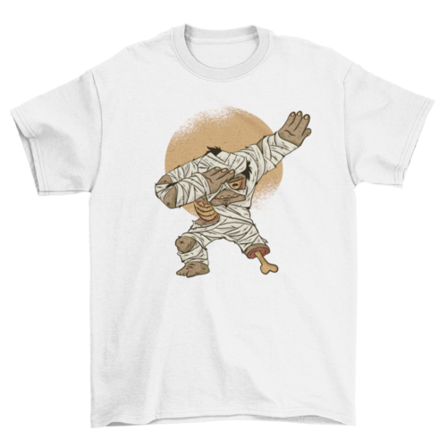 Halloween mummy zombie doing dab dance on full moon T-shirt