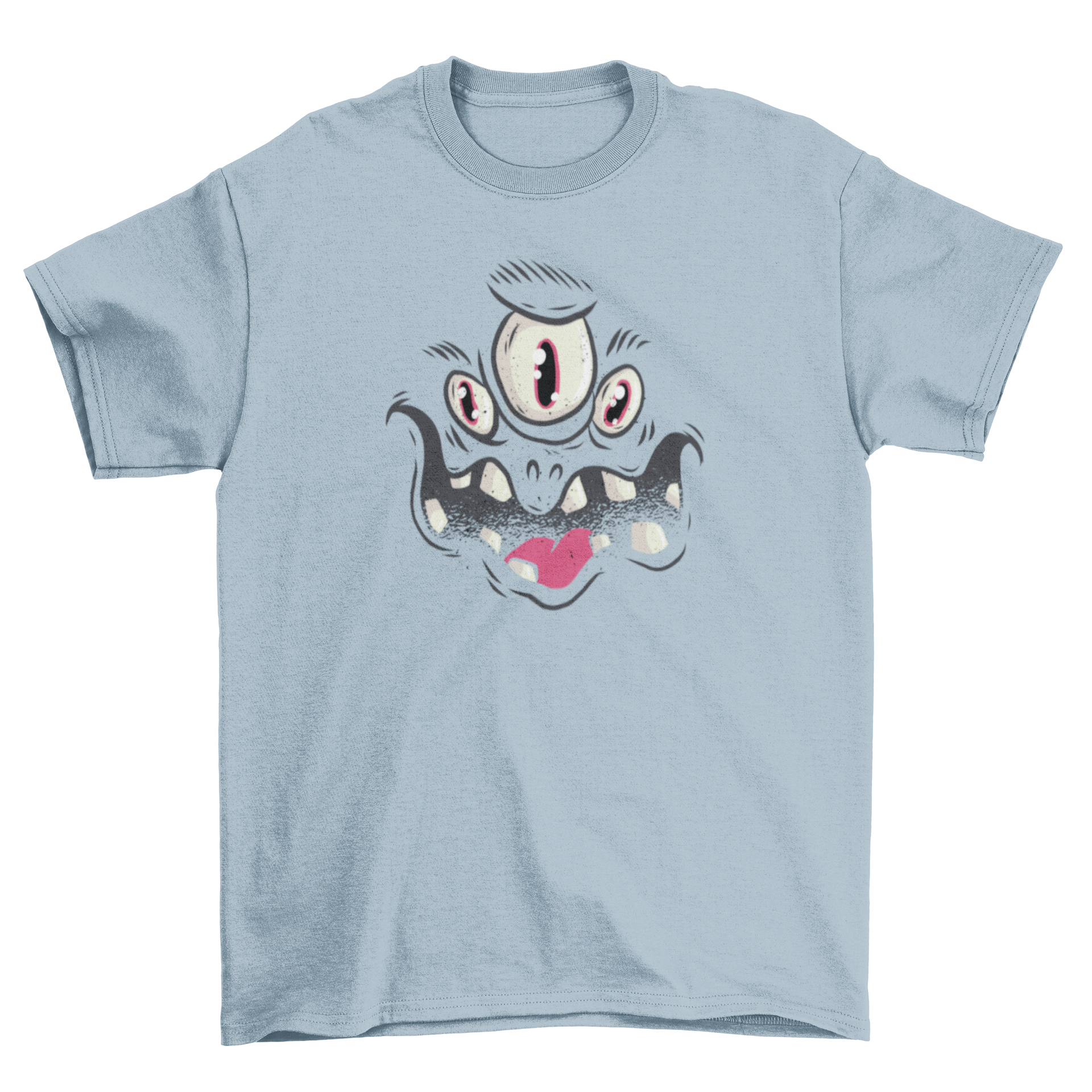 Black Monster Face Halloween T-shirt