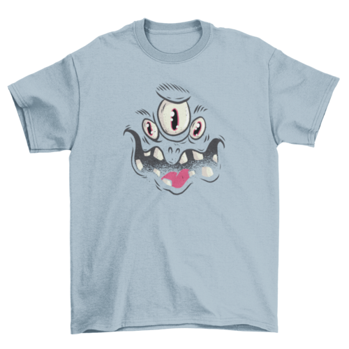 Black Monster Face Halloween T-shirt