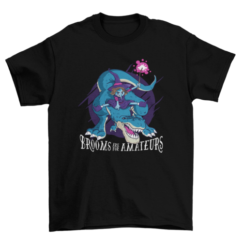 Witch on T-rex Funny Halloween T-shirt