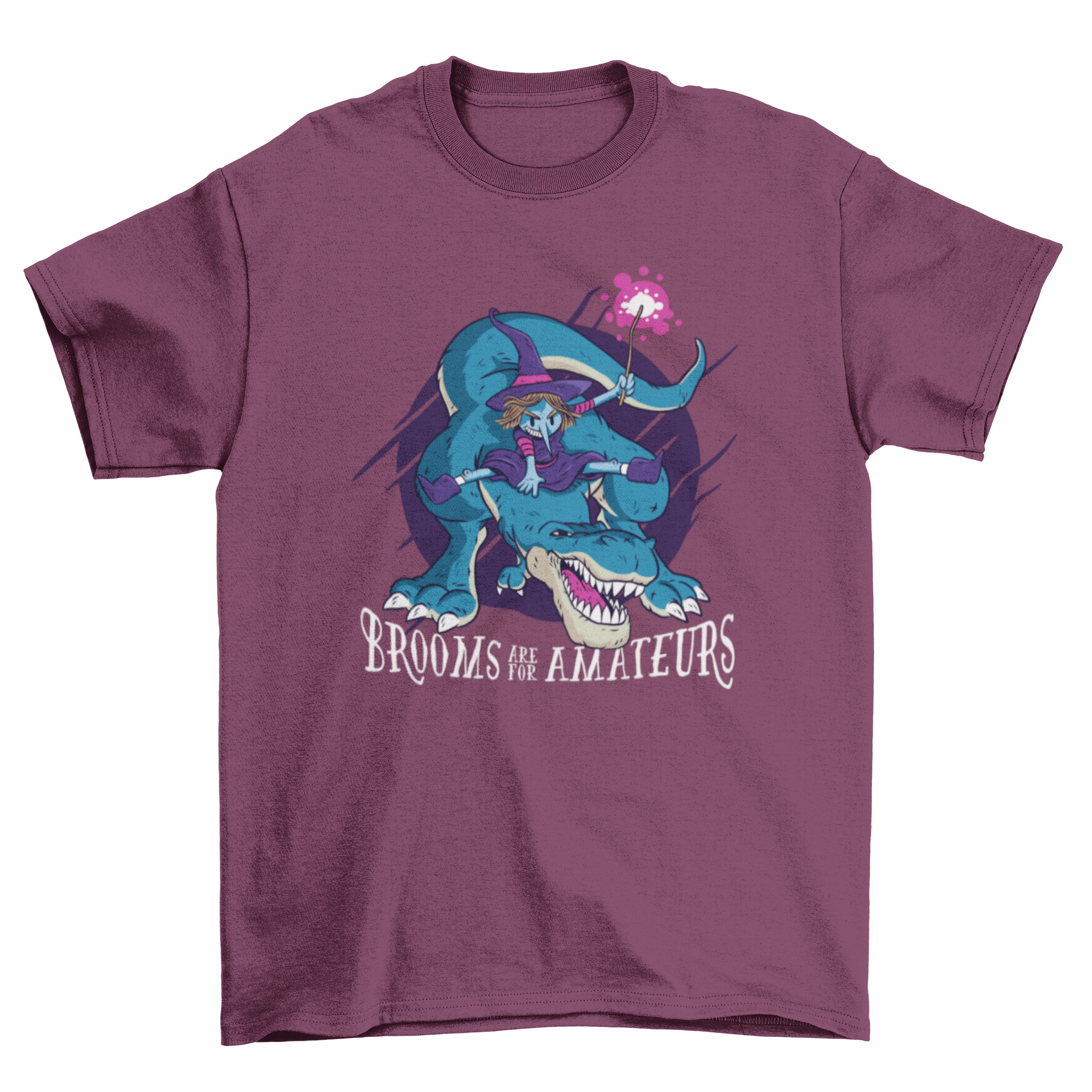Witch on T-rex Funny Halloween T-shirt