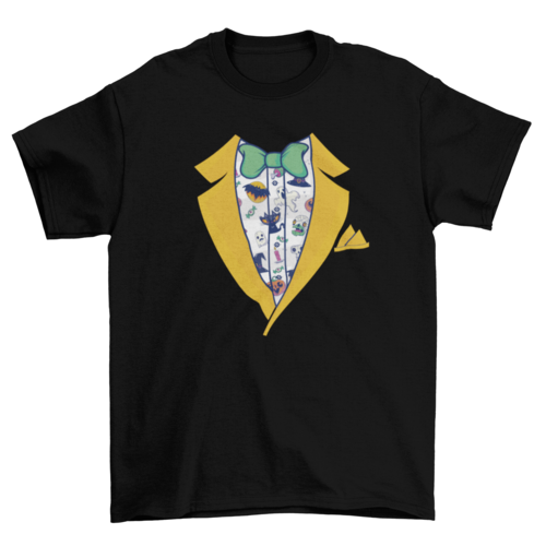Halloween Yellow Collared Tuxedo with Green Bow and White Inner top