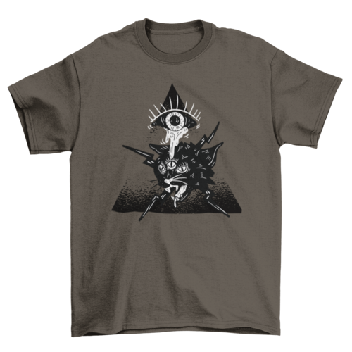 Halloween creepy eye crying over alien cat three eyes lightnings