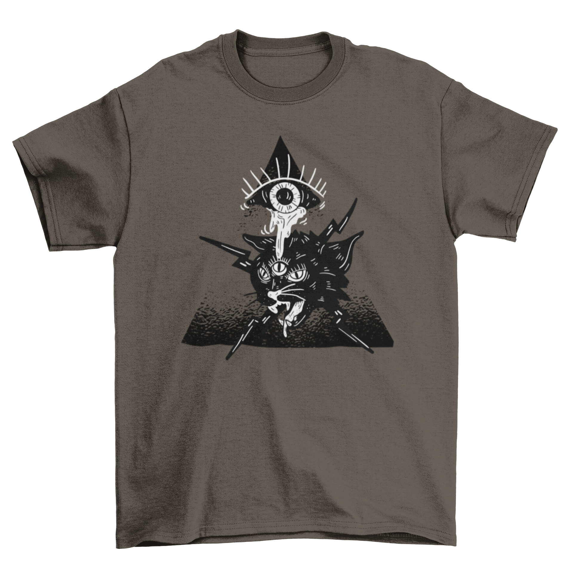 Halloween creepy eye crying over alien cat three eyes lightnings