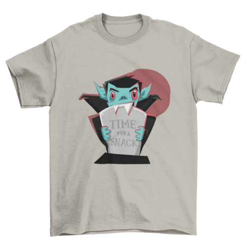 Cute Vampire Holding tombstone Quote "Time for Snack" Monsters &