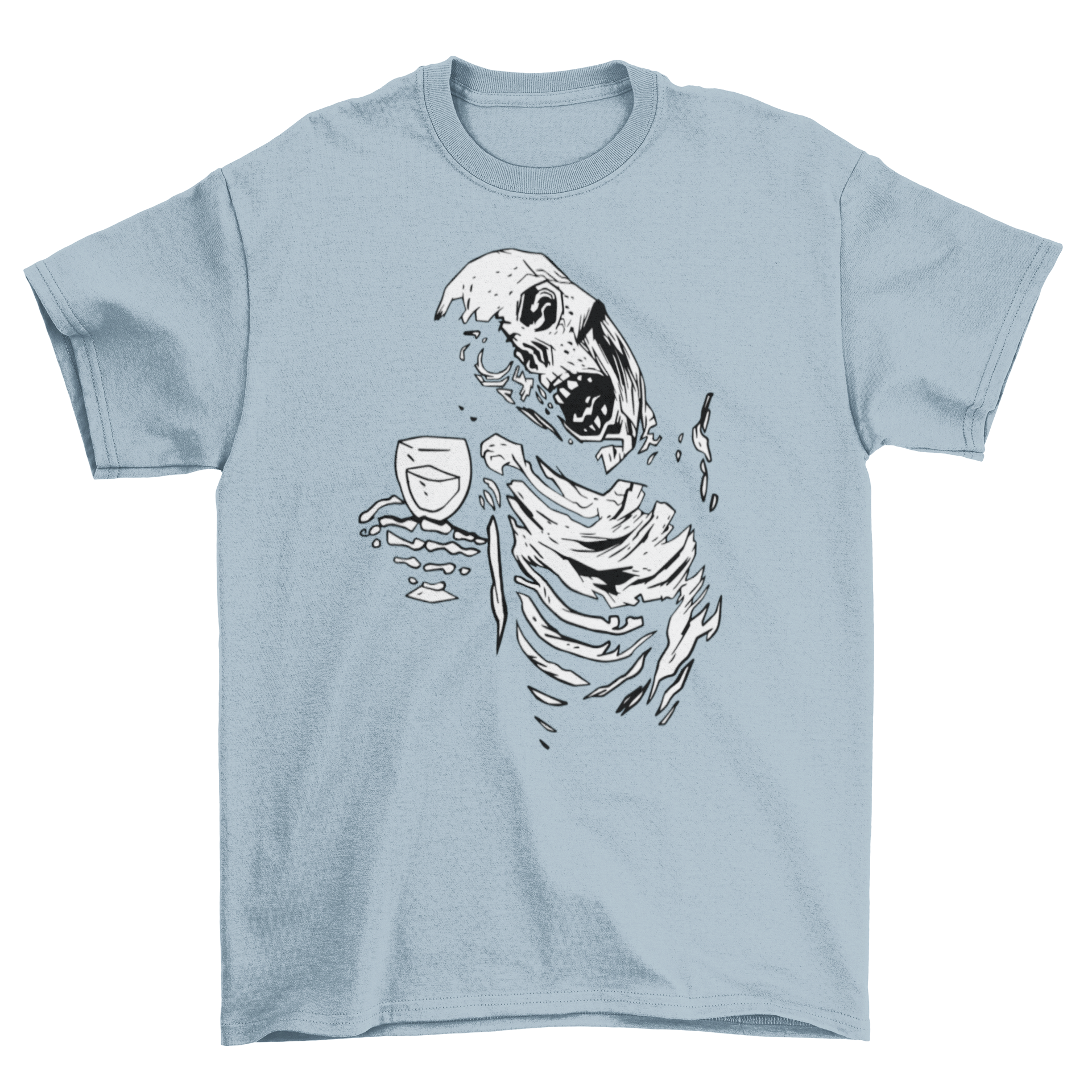 Dark Horror Zombie Skeleton Cheer Making Toast Halloween T-shirt